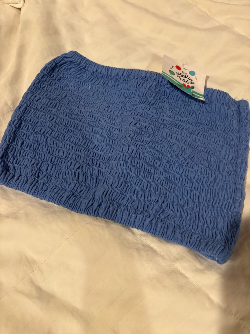 Bali 100% Cotton Smocked Blue Handmade Crop Tube Top S/M